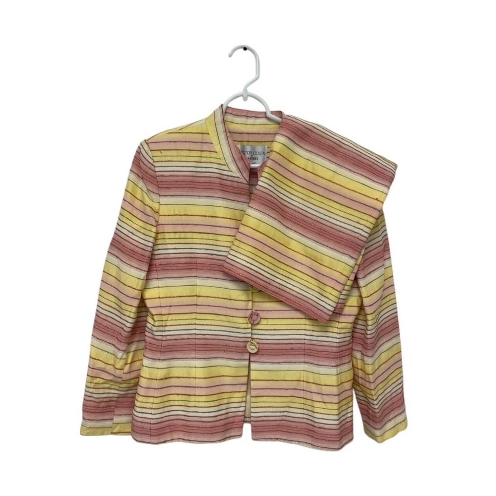Victor Costa by Nahdree Striped Blazer Pencil Skirt Suit Womens 6 Two-Piece Set